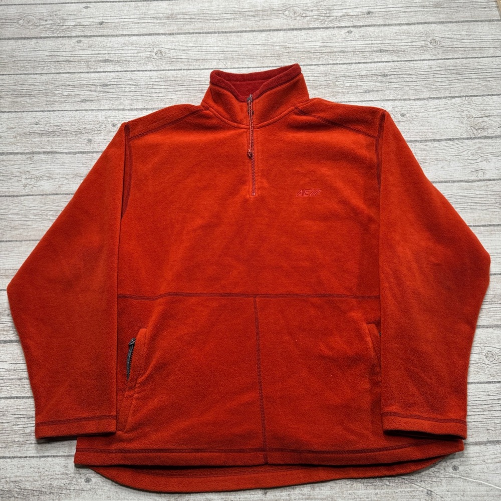 American Eagle Sweater Men's XL Orange 1/4 Zip AE77 Performance Fleece Pullover